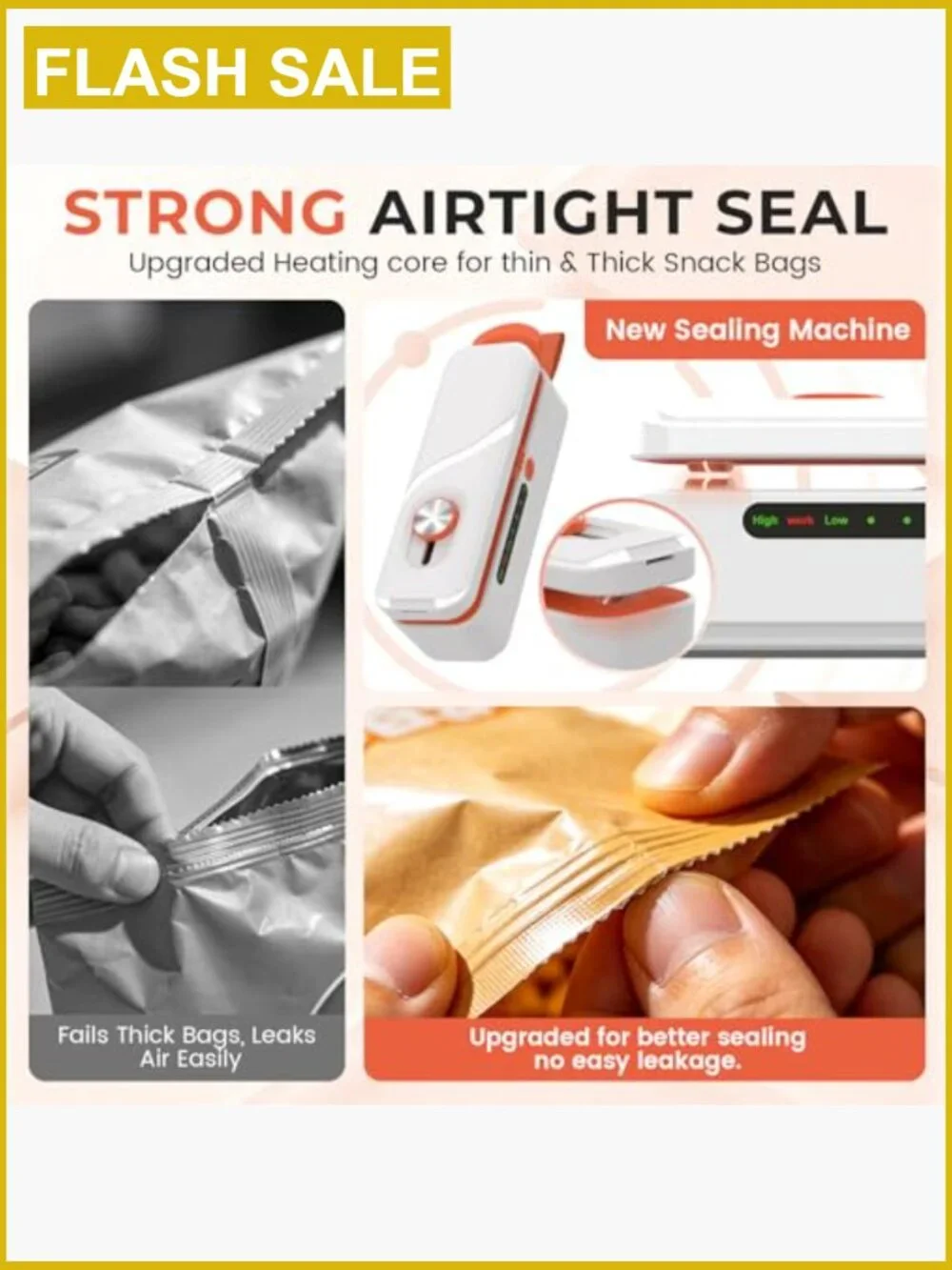 Mini Bag Sealer Portable Food Storage Heat Sealing Machine Rechargeable